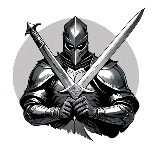 Black Knight Holding A Sword