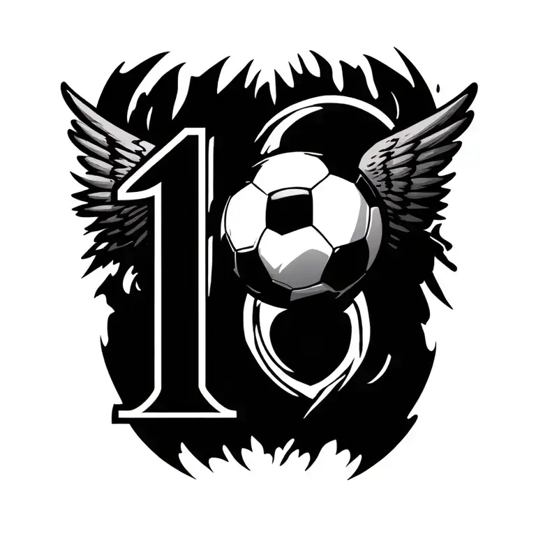 Winged Soccer Ball And Number 10 In Magic Style