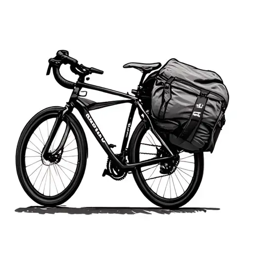 Road Bike Bikepacking With View Of Irish Countryside Tattoo