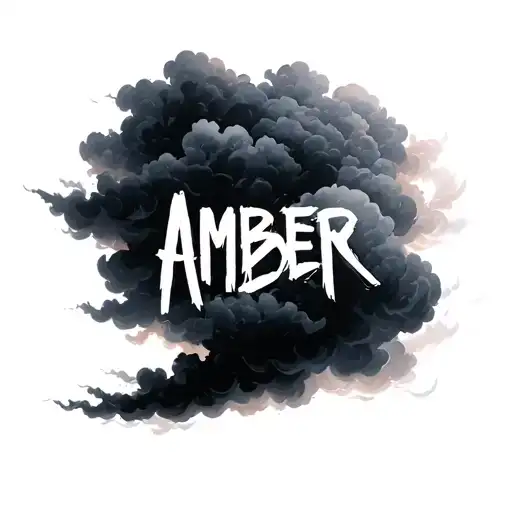 Name Amber With Cloud Effect Tattoo