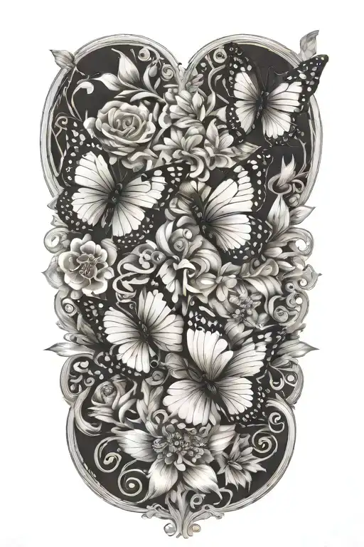 Butterflies And Flowers Intertwined