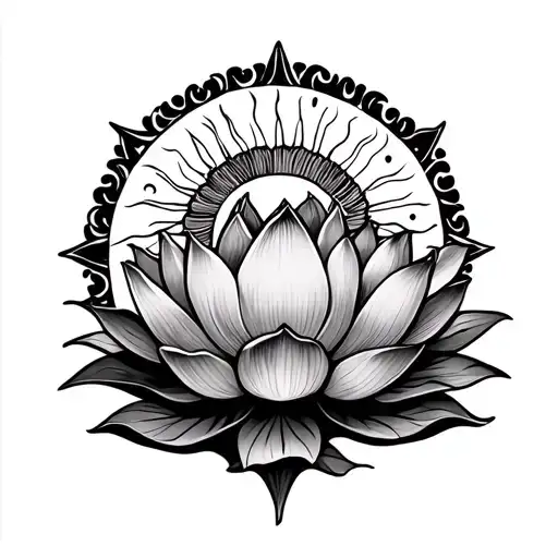 Lotus Flower And Sun