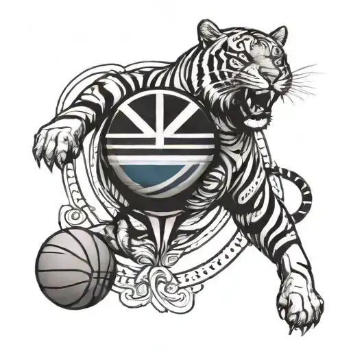 A Basketball With Intricate Tiger Stripes And The Belize Flag Incorporated Into The Design