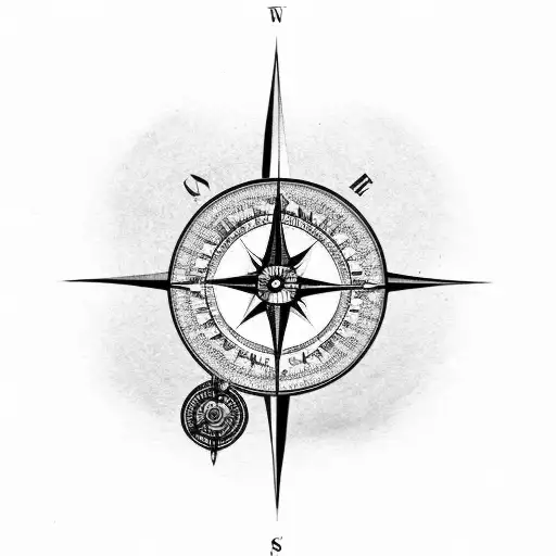 Compass With Map And Roads
