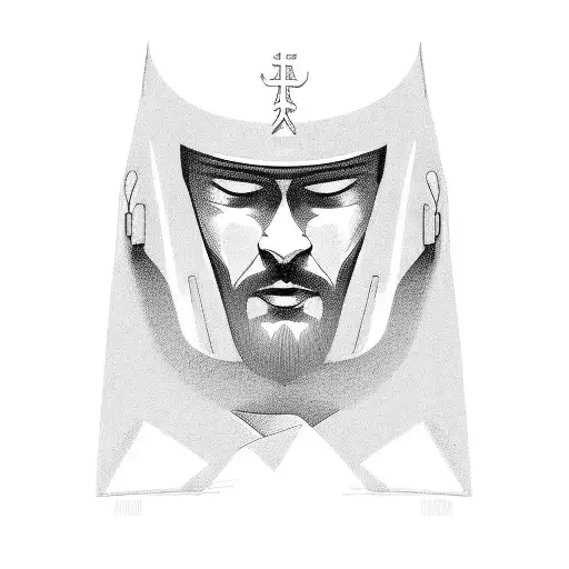 Meditating Seated Men Witj Cape And Hood