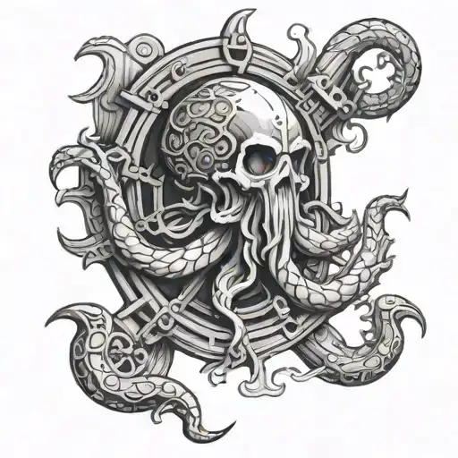 Kraken Holding Wooden Ship Helm
