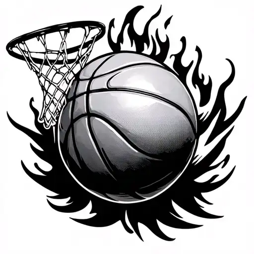 Basketball Hoop Basketball And Fire Rising