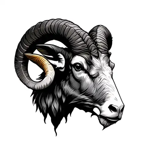 Fierce Ram Head With Clock