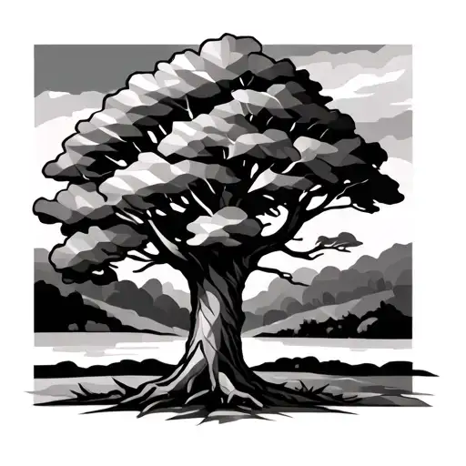 Oak Tree With Geometric