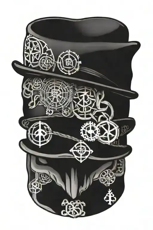 A Sleek Black Hat With Hacking Symbols Woven Into The Design