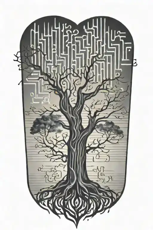 Tree Computer Binary Code Symbols Woven Into The Design