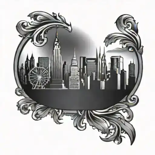 New York Skyline In The Background Tattoo