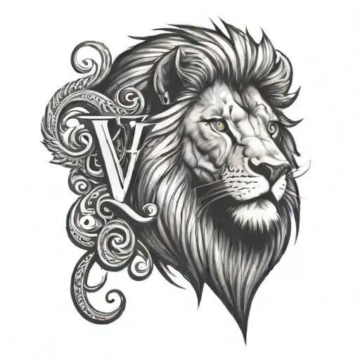 Lion With Letter Y In Eye Inside