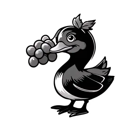 Cartoon Duckwith Grapes In Mouth
