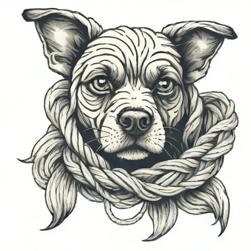 Ball Of Yarn With Dog Face On It