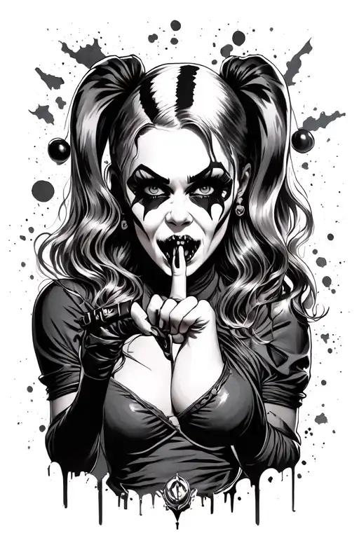 Horror Harley Quinn Biting Finger