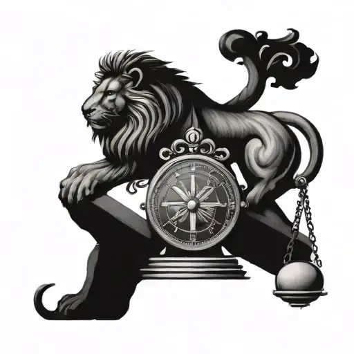 Lion And Libra Scale Showing Balance