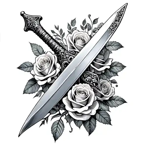 Sword Stabbed Through A Bed Of Roses
