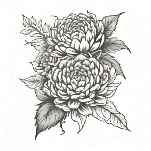 Simple Chrysanthemum And Rose