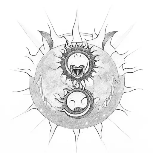 A Sun With Two Dragon Around Him