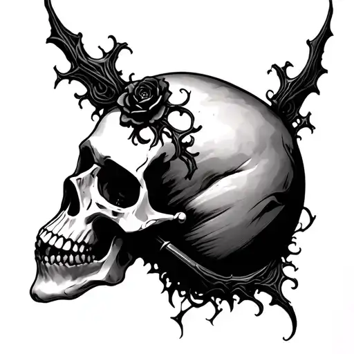 Creepy Gothic Skull Tattoo On Its Own