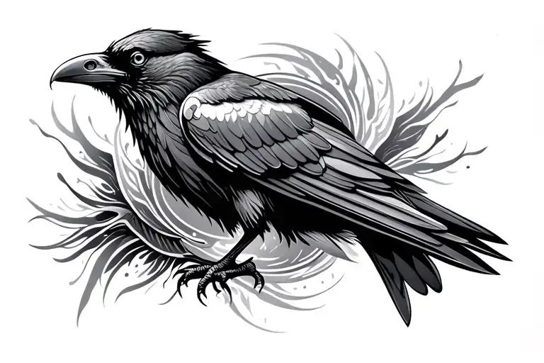 Ornamental Raven Abstract Design