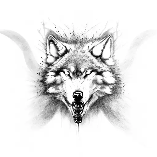 Mad Three Headed Wolf In Mist