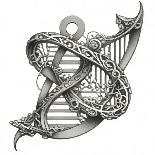 An Intricate Dna Double Helix Symbolizing The Origins Of Life Tattoo