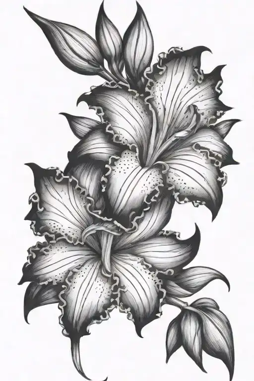 Gladiolus Flower With Plant Leaves