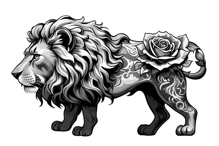 Lion And Rose