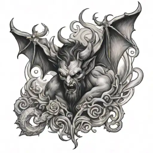 Atmospheric Background Tattoo Design Of Gabriel The Devil