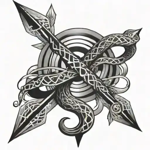 Arrow With A Snake Swirls Around It