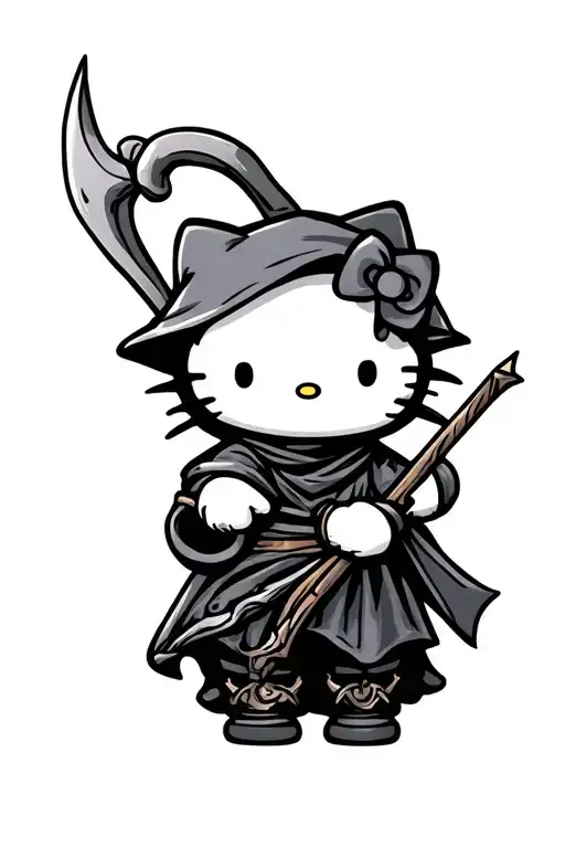 Hello Kitty Grim Reaper Holding Sythe