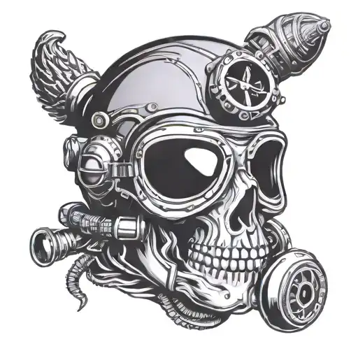 Scuba Diver Helmet Skull Wearing
