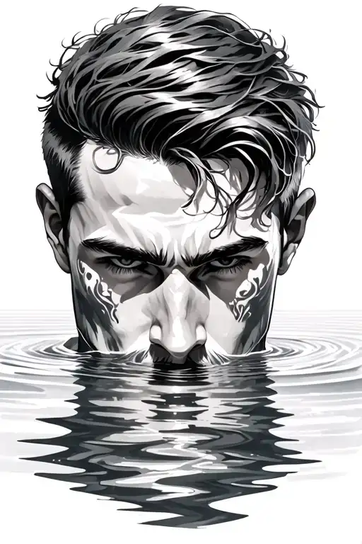 Relfection In The Water Of A Man Looking