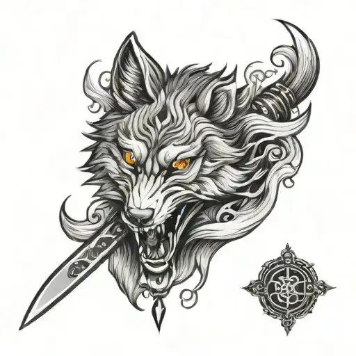 Grey Wolf Oriental Japanese Dagger