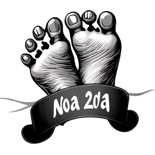 Baby Foot Print With Date And The Name Noa