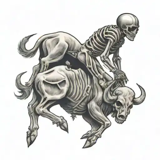 Skeleton Football Player Riding Buffalo