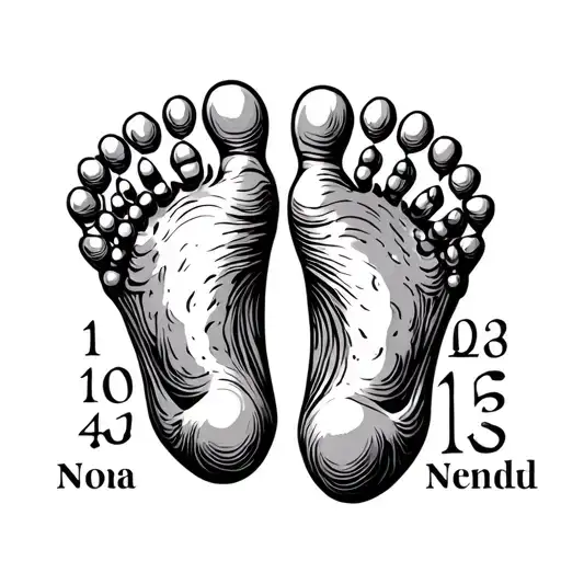 Elegant Baby Foot Stamp Name Noa And Date In Roman Numbers