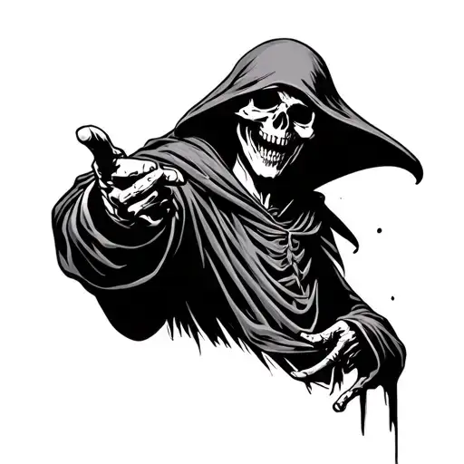 Grim Reaper Pointing And Laughing