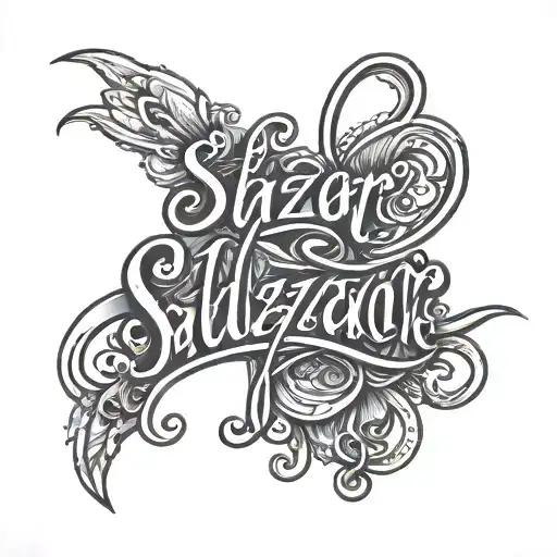 Black And White Word 'Salazar' Cursive Font