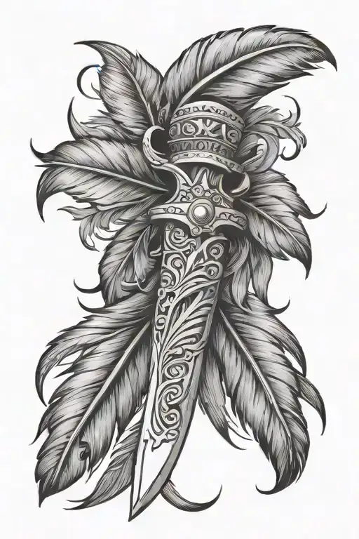 Dagger Handle And Indian Feather