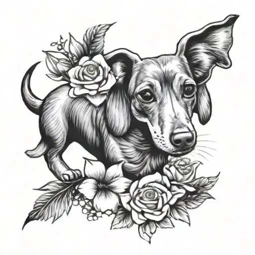 Weiner Dog With Flowers