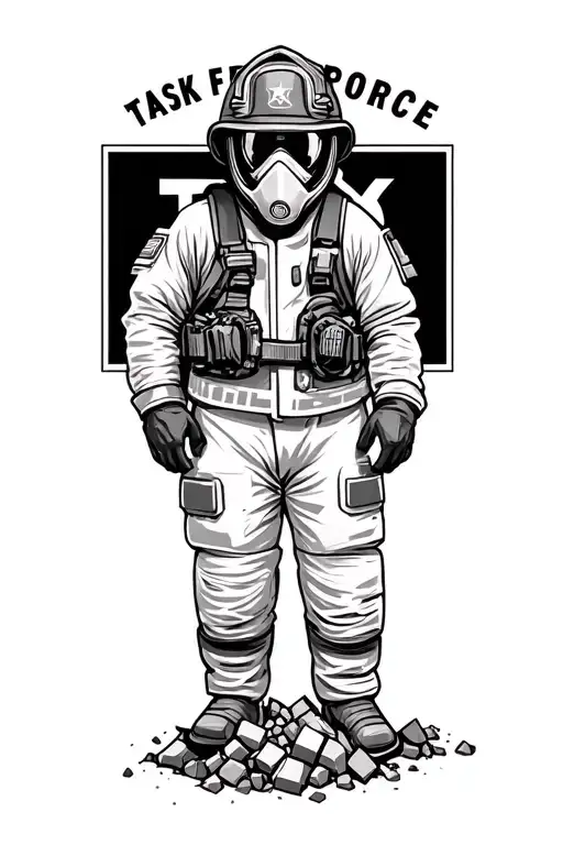 Usar Hazmat With Mask And Rubble Pile With Texas Task Force 1 Logo