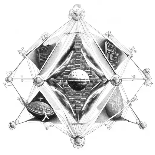 Ancient Civilizations Temples And Pyramids With Double Helix Connecting Atoms To Outer Space