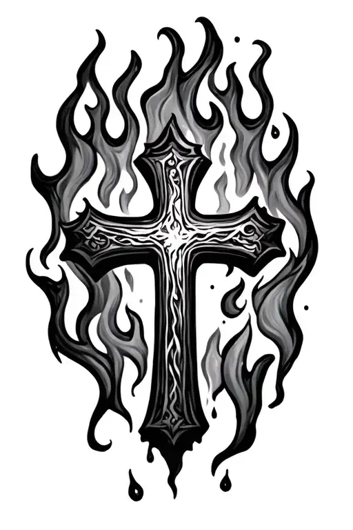 Water And Fire With Cross