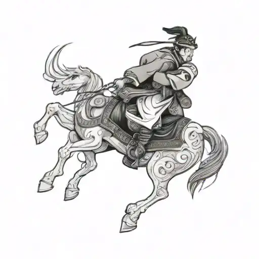 Chinese Person Riding Tattoo