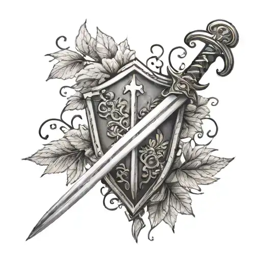 Sheild With A Rowan Tree And Sword On It