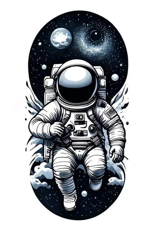 Space With Astronaut Exploring A Galaxy