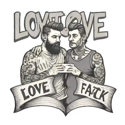 Gay Couple Holding A Sign Saying I Love Hannah